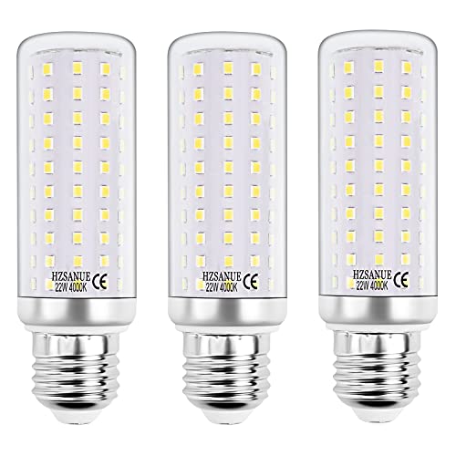 HZSANUE E27 LED Mais Lampen 22W, 4000K Neutralweiß, 2500Lm, Edison Schraube Kerze Leuchtmittel, 180W Glühlampen Äquivalent,Nicht Dimmbar, 3er-Pack von HZSANUE