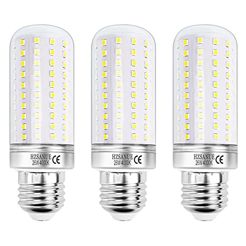 HZSANUE E27 LED Mais Lampen 26W, 4000K Neutralweiß, 2900Lm, Edison Schraube Kerze Leuchtmittel, 200W Glühlampen Äquivalent,Nicht Dimmbar, 3er-Pack von HZSANUE