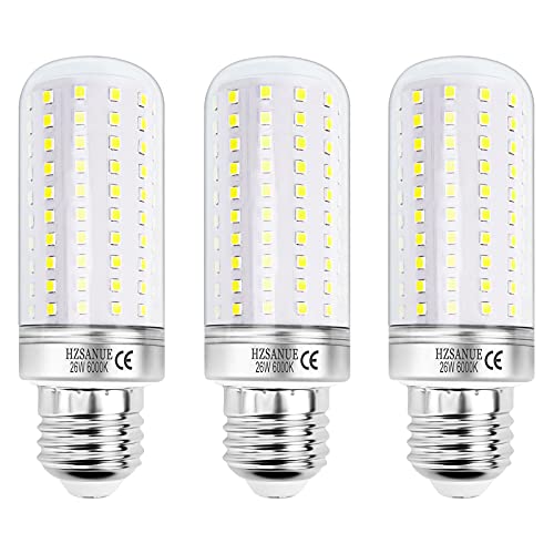 HZSANUE E27 LED Mais Lampen 26W, Edison Schraube Leuchtmittel,6000K Tageslichtweiß, 2900Lm, 200W Glühlampen Äquivalent,3er-Pack HZSANUE E27 LED Mais Lampen 26W, Edison Schraube Leuchtmittel,6000K Tageslichtweiß, 2900Lm, 200W Glühlampen Äquivalent,3er-Pack von HZSANUE