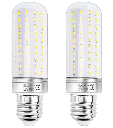 HZSANUE E27 LED Mais Lampen 32W, 3000K Warmweiß, 3600Lm, Edison Schraube Leuchtmittel, 240W Glühlampen Äquivalent,Nicht Dimmbar, 2er-Pack von HZSANUE