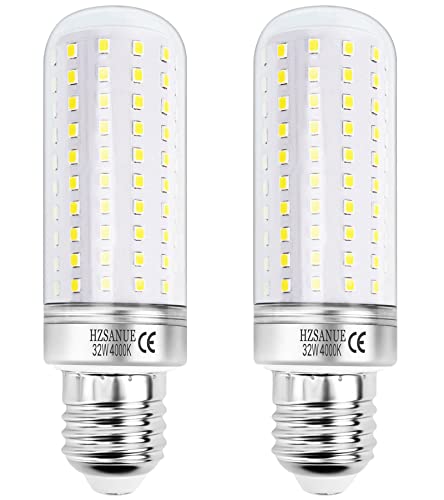 HZSANUE E27 LED Mais Lampen 32W, 4000K Neutralweiß, 3600Lm, Edison Schraube Leuchtmittel, 240W Glühlampen Äquivalent,Nicht Dimmbar, 2er-Pack von HZSANUE