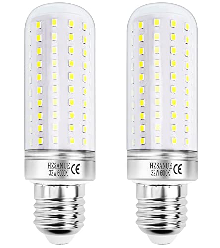 HZSANUE E27 LED Mais Lampen 32W, 6000K Tageslichtweiß, 3600Lm, Edison Schraube Leuchtmittel, 240W Glühlampen Äquivalent,Nicht Dimmbar, 2er-Pack von HZSANUE