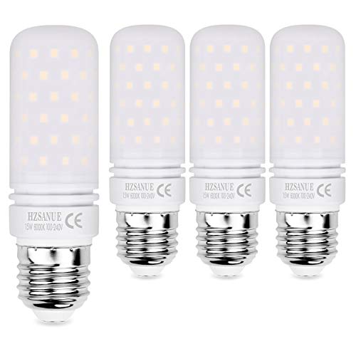 HZSANUE LED Lampen 15W, 120W Glühlampenäquivalent, 1700lm, 6000K Kaltweiß, E27 Edison Schraube, 4 Stück von HZSANUE