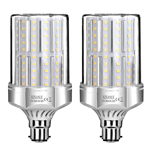 HZSANUE LED Lampen 32W, 260W Glühlampenäquivalent, 3600lm, 3000K Warmweiß, B22 Bajonettsockel, 2 Stück von HZSANUE