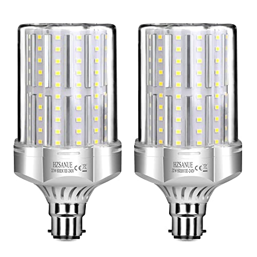 HZSANUE LED Lampen 32W, 260W Glühlampenäquivalent, 3600lm, 6000K Kaltweiß, B22 Bajonettsockel, 2 Stück von HZSANUE