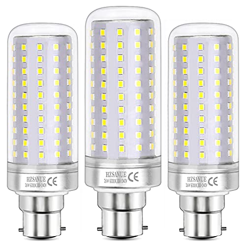 HZSANUE LED Lampen 26W, 200W Glühlampenäquivalent, 3000lm, 6000K Kaltweiß, B22 Bajonettsockel, 3 Stück von HZSANUE