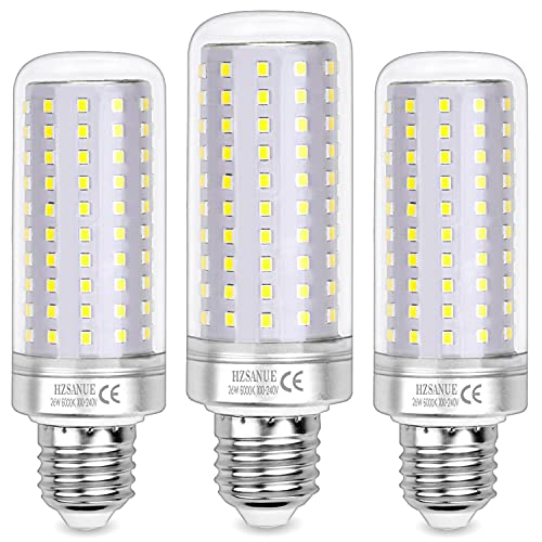 HZSANUE LED Lampen 26W, 200W Glühlampenäquivalent, 3000lm, 6000K Kaltweiß, E27 Edison Schraube, 3 Stück von HZSANUE