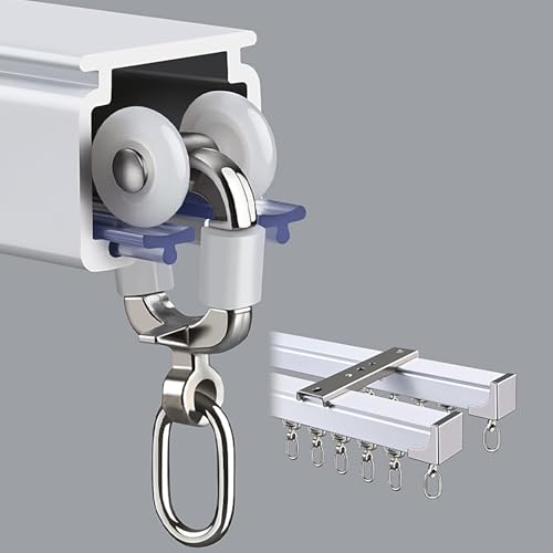 HZSCL Vorhangschienen mit Doppelschienen, 1.0-5.0m, Aluminum Dual Ceiling Track System, Sliding Curtain Rail Set, für Schlafzimmer, Esszimmer, Wohnzimmer(Ceiling Mount,3.40m/11.2ft) von HZSCL