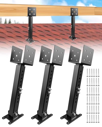 Dacherhöhungshalterungen, verstellbarer Sattel für 10,2 x 10,2 cm und 10,2 x 15,2 cm Holzpfosten, robuste Edelstahl-Pergola-Balkenhalterung, Hardware für Pavillon, Terrasse, 3 Stück von HZSIFU