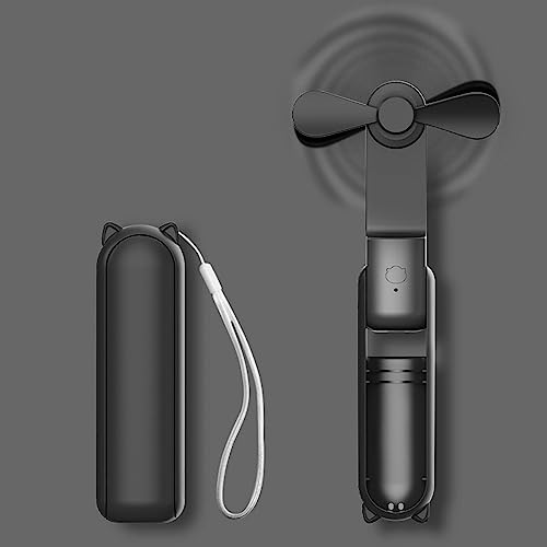 HZSK Handheld Mini Fan, Tragbarer faltbarer Ventilator mit Powerbank, USB Wiederaufladbarer kleiner Taschenventilator,Persönlicher Ventilator mit 3 Geschwindigkeiten für Frauen Outdoor Reisen von HZSK