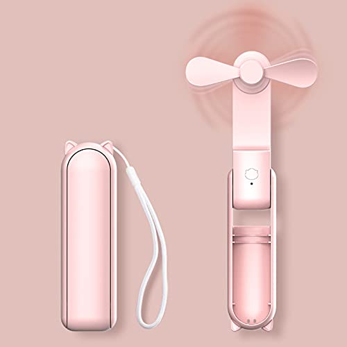 HZSK Handheld Mini Fan, Tragbarer faltbarer Ventilator mit Powerbank, USB Wiederaufladbarer kleiner Taschenventilator,Persönlicher Ventilator mit 3 Geschwindigkeiten für Frauen Outdoor Reisen von HZSK