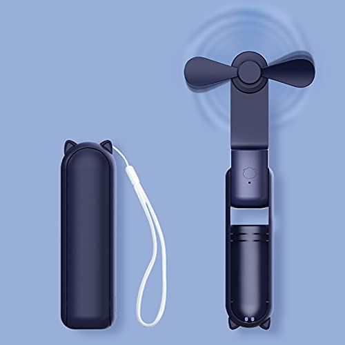 HZSK Handheld Mini Fan, Tragbarer faltbarer Ventilator mit Powerbank, USB Wiederaufladbarer kleiner Taschenventilator,Persönlicher Ventilator mit 3 Geschwindigkeiten für Frauen Outdoor Reisen von HZSK