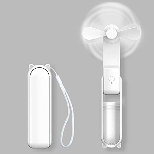 HZSK Handheld Mini Fan, Tragbarer faltbarer Ventilator mit Powerbank, USB Wiederaufladbarer kleiner Taschenventilator,Persönlicher Ventilator mit 3 Geschwindigkeiten für Frauen Outdoor Reisen von HZSK