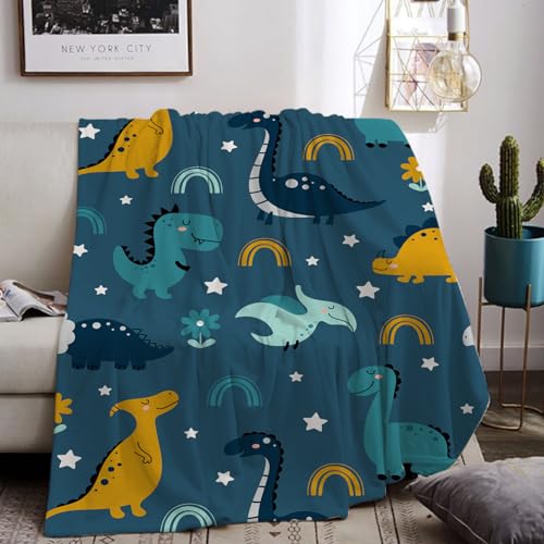 HZVRTN Kuscheldecke Kinder Einhorn Decke, Weich Rosa Einhorn Kuscheldecke Wohndecke Flanell Geschenk für Mädchen, Sofa Couch Wohn Bett Fleecedecke (Grüner Dinosaurier, 150x200cm) von HZVRTN