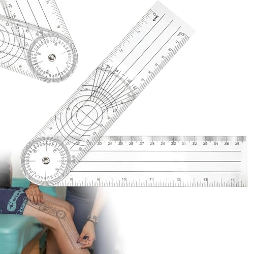 HZYIQ Winkelmesser, PVC Goniometer Physiotherapie, Transparenter 360°- Protraktor für Physiotherapie, 36cm Medizinischer Winkelmesser Spinal Lineal Verstellbarer Winkel-Lineal von HZYIQ