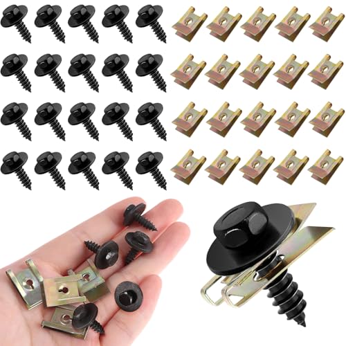 Karosserieschrauben Set, 20 Paare Blechmuttern Blechschrauben Schwarz Edelstahl Blechmutter Schraube Mutter Clip Kit, Karosserie Clips Befestigung Clips für Unterbodenschutz Auto Kotflügel Clips U-Typ Karosserieschrauben Set, 20 Paare Blechmuttern Blechschrauben Schwarz Edelstahl Blechmutter Schraube Mutter Clip Kit, Karosserie Clips Befestigung Clips für Unterbodenschutz Auto Kotflügel Clips U-Typ von HZYIQ