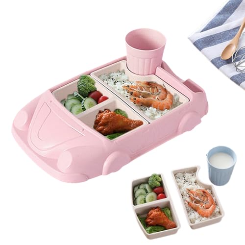 Premium Camping Dinner Set für 4, Auto Geformtes Geschirr Set, Geteilte Teller und Schalen Set für Schulkinder, Wiederverwendbare Kunststoffteller, Becher, Schüsseln für Party, Camping, Zuhause von HZling