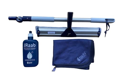 Ha-Ra Fenster-Putz-Set I Fensterwischer Standard 38 cm I "Hammer" Microfaser-Tuch in 50 x 67 cm I verstellbare Teleskopstange (0,66-1,00m) I Vollpflege 500 ml I Fensterputz-Zubehör von Ha-Ra