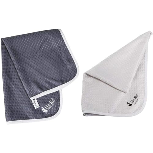 Ha-Ra Hammer-Tuch 2er-Set grau-Creme 67x50cm I Microfaser Putztuch saugstark I Trocknet streifenfrei I Feucht & Trocken anwendbar I Für Fenster & Spiegel geeignet I in Küche und Bad einsetzbar von Ha-Ra