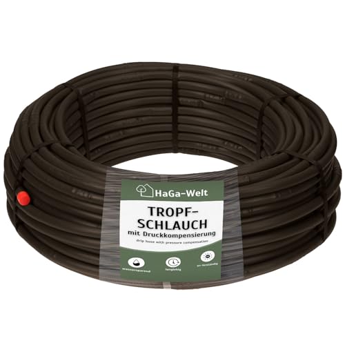 HaGa Tropfschlauch 16mm mit Druckkompensierung | 50m Länge | Bewässerungssystem - Wassersparender Bewässerungsschlauch für automatische Pflanzenbewässerung im Garten von HaGa