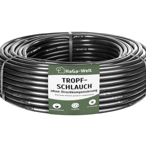 HaGa Tropfschlauch 16mm ohne Druckkompensierung | 5m Länge | Bewässerungssystem - Wassersparender Bewässerungsschlauch für automatische Pflanzenbewässerung im Garten von HaGa