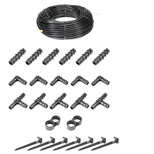 HaGa® Bewässerungsset - 50 Meter Tropfschlauch 16mm ohne Druckkompensierung inkl. Zubehör - Perlschlauch Gartenbewässerung von HaGa