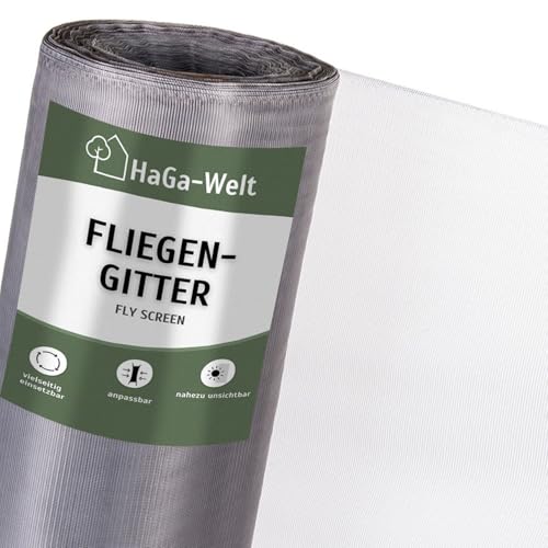 HaGa Fliegengitter 180cm Breite x 10m Länge – Insektenschutz Fenster – Reißfest, UV-beständig, Zuschneidbar 100% PES – Moskitonetz & Mückenschutz – Fliegennetz von HaGa