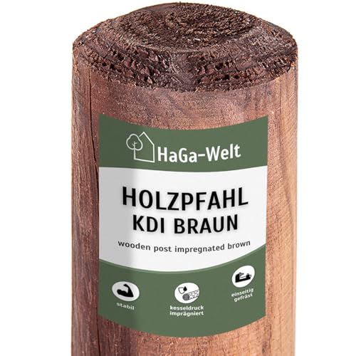 HaGa Holzpfahl - 6cmØ | 175cm Höhe | 10 STK. - Rundholz Pfahl aus Kiefer für Zaun - Weidezaunpfähle - Zaunelemente für Holzzaun, Hundezaun, Weidezaun, Gartenzaun von HaGa