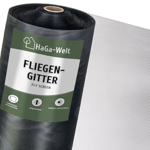 HaGa Fliegengitter 75cm Breite – Insektenschutz Fenster – Reißfest, UV-beständig, Zuschneidbar 100% PES – Moskitonetz & Mückenschutz – Fliegennetz (Meterware) von HaGa