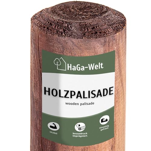 HaGa Holzpalisade 8cmØ x 75cm Höhe - 1 STK. für Gartenzaun & Beetumrandung - Witterungsbeständig und Stabil von HaGa