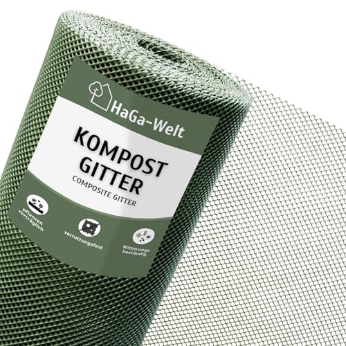 HaGa Kompostgitter 1,2m x 25m - Hochwertiger Kunststoff für Abfall & Recycling - Praktische Größe für Komposter, Schnellkomposter & Thermokomposter von HaGa