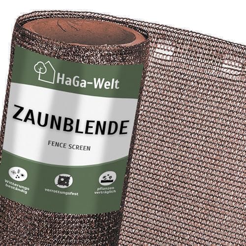 HaGa® Zaunblende 0,9m x 1m (Meterware) - 85% Schattierwirkung in braun - effektiver Sichtschutz für Zaun und Terrasse - Sonnenschutzgewebe Tennisblende Windschutz - Sonnenschutz von HaGa