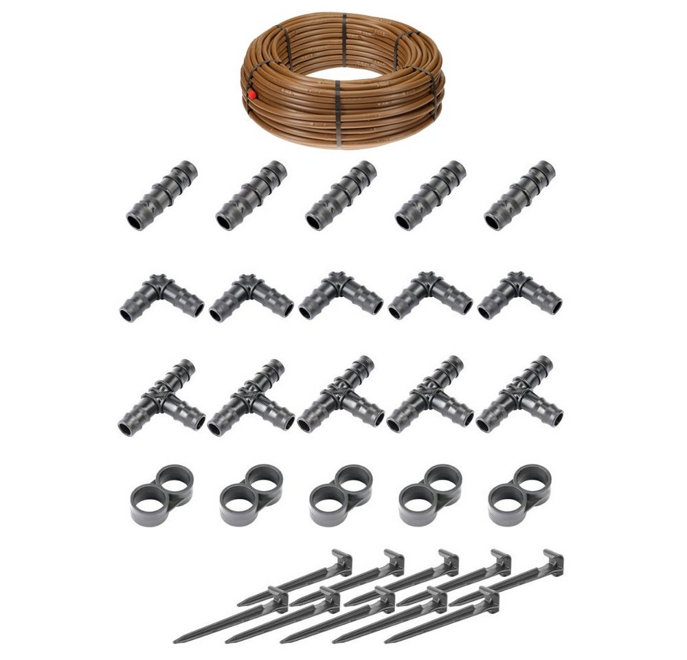 HaGa Bewässerungssystem Bewässerungsset 25m Tropfschlauch mit Druckkompensierung inkl. Zubehör von HaGa