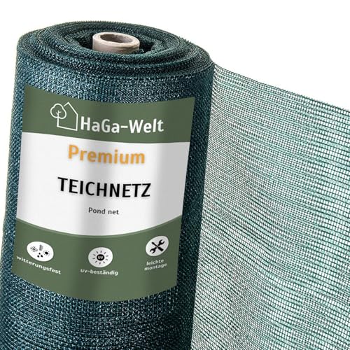 HaGa Premium Teichnetz & Pool Abdecknetz – 3 m Breite | 1m Länge (Meterware) | dunkelgrün – UV-beständiges, feinmaschiges Schutznetz für Gartenteich & Gartenpool – zuschneidbar als Laubnetz von HaGa