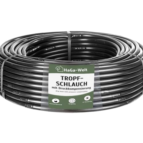 HaGa Tropfschlauch 16mm mit Druckkompensierung | 25m Länge | Bewässerungssystem - Wassersparender Bewässerungsschlauch für automatische Pflanzenbewässerung im Garten von HaGa