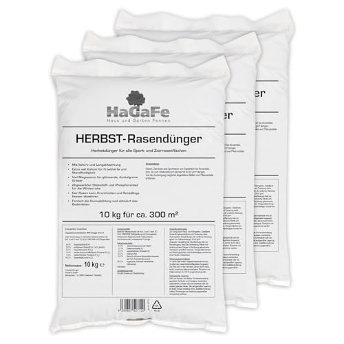 HaGaFe Herbstrasendünger Herbst Rasendünger Kaliumdünger Dünger, 30kg (3x10kg) von HaGaFe