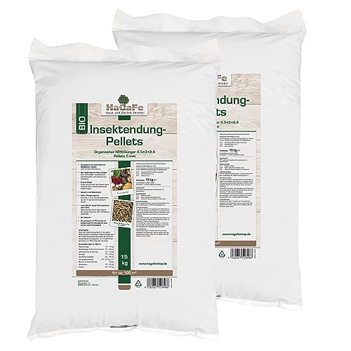 HaGaFe Insektendung Pellets Biologischer Universaldünger Gartendünger Dünger (30 kg (2 x 15 kg)) von HaGaFe