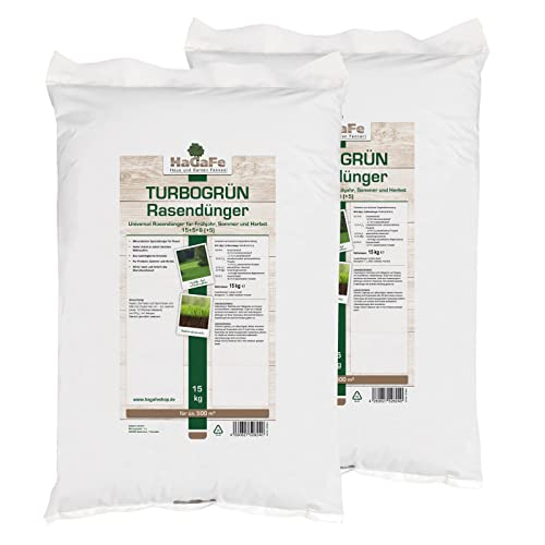 HaGaFe TURBOGRÜN Rasendünger Universaldünger Dünger für Frühjahr, Sommer und Herbst (30 kg (2 x 15 kg)) von HaGaFe