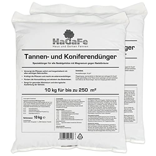 HaGaFe Tannendünger Koniferendünger Lebensbaumdünger Zypressendünger Dünger (20 kg (2 x 10 kg)) von HaGaFe