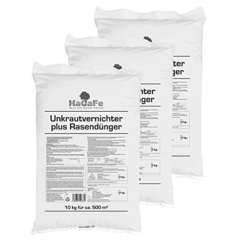 HaGaFe Unkrautvernichter plus Rasendünger Dünger mit UV NPK Volldünger 30 kg (3 x 10 kg) (30 kg (3x 10 kg)) von HaGaFe