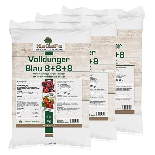 HaGaFe Volldünger Blau Blaukorn Universaldünger Rasendünger NPK Volldünger (30 kg (3 x 10 kg)) von HaGaFe