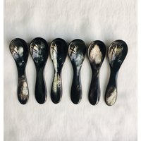 Set 0F 6 Horn Löffel Kaviar Eierlöffel Set 0F 6 Horn Löffel Kaviar Eierlöffel von HaHornCraft