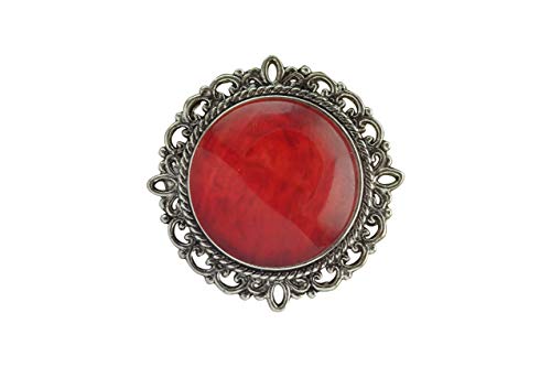 Magnetbrosche, Clip, Schmuckanhänger mit Verzierung aus Edelstahl, 20mm, handgefertigt, rot von HaJuNa