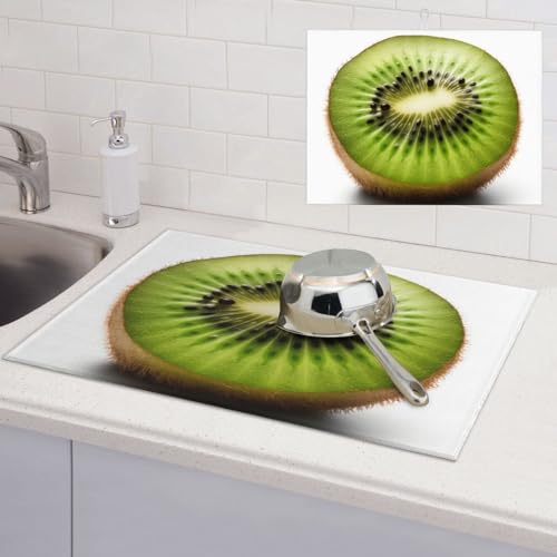 Abtropfmatte Mikrofaser Abtropfmatte für Küche Grün Kiwi Hängende Geschirrmatte Kaffeeschalen Abtropfmatten Kaffeematte Spülbecken Matten für Rack Kaffee Bar Zubehör von HaLvah