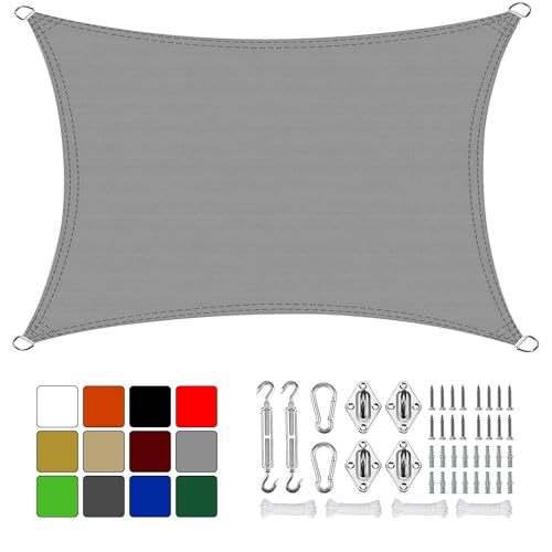 Sonnensegel Mit öSen Shadesail 1.2x2.2m Atmungsaktiv UV Schutz Wetterbeständig Ripstop Mit Pu-Beschichtung Wetterfest Mit Freiem Seil für Terrassendach Terrassenü Berdachung Schwimmbad-Hellgrau von HaSaiBaby