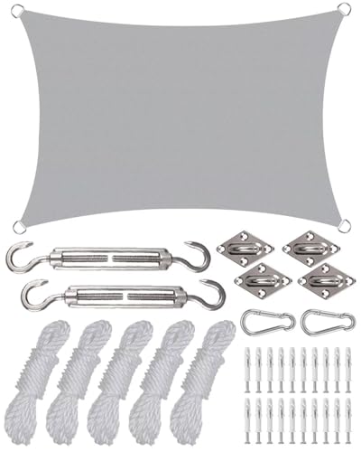 Sonnensegel WasserdurchläSsig 3.8x5.2mschattierungsnetz, Robust Und Langlebig with Mounting Kit FüR DraußEn, Garten, Terrasse, Hof von HaSaiBaby