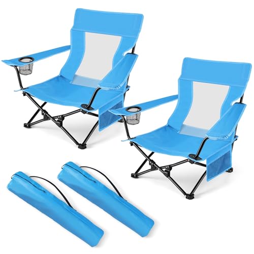 HaSteeL 2er-Pack niedrig faltbare Strandstühle (blau) von HaSteeL