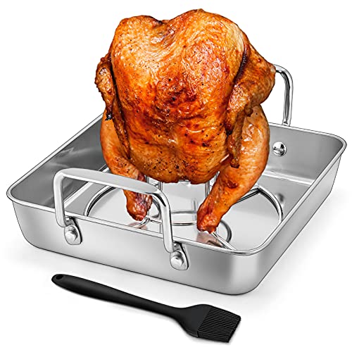 HaSteeL Bierdosen-Hühner-Halter, 3 Stück, inkl. vertikalem Edelstahl-Hühnerbräterständer, robuste Bratpfanne und Silikon-Ölbürste, ideal für Smoker, Grill, Ofen, BBQ, spülmaschinenfest HaSteeL Bierdosen-Hühner-Halter, 3 Stück, inkl. vertikalem Edelstahl-Hühnerbräterständer, robuste Bratpfanne und Silikon-Ölbürste, ideal für Smoker, Grill, Ofen, BBQ, spülmaschinenfest von HaSteeL