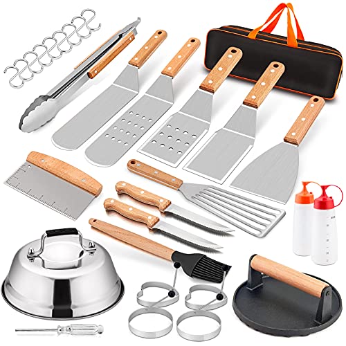 HaSteeL Grill-Zubehör-Set mit 20 Stück, komplette Edelstahl-Grillspachtel, Werkzeuge mit 22.9 cm Schmelzkuppel, robuste Metallspatel, Zerkleinererer, Gusseisen, Outdoor, 20 Stück HaSteeL Grill-Zubehör-Set mit 20 Stück, komplette Edelstahl-Grillspachtel, Werkzeuge mit 22.9 cm Schmelzkuppel, robuste Metallspatel, Zerkleinererer, Gusseisen, Outdoor, 20 Stück von HaSteeL