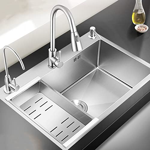 HaTur Spülbecken aus Edelstahl, 60 * 45 cm Küchenspüle Set, Waschbecken Einbauspüle 1 Becken, Silber von HaTur